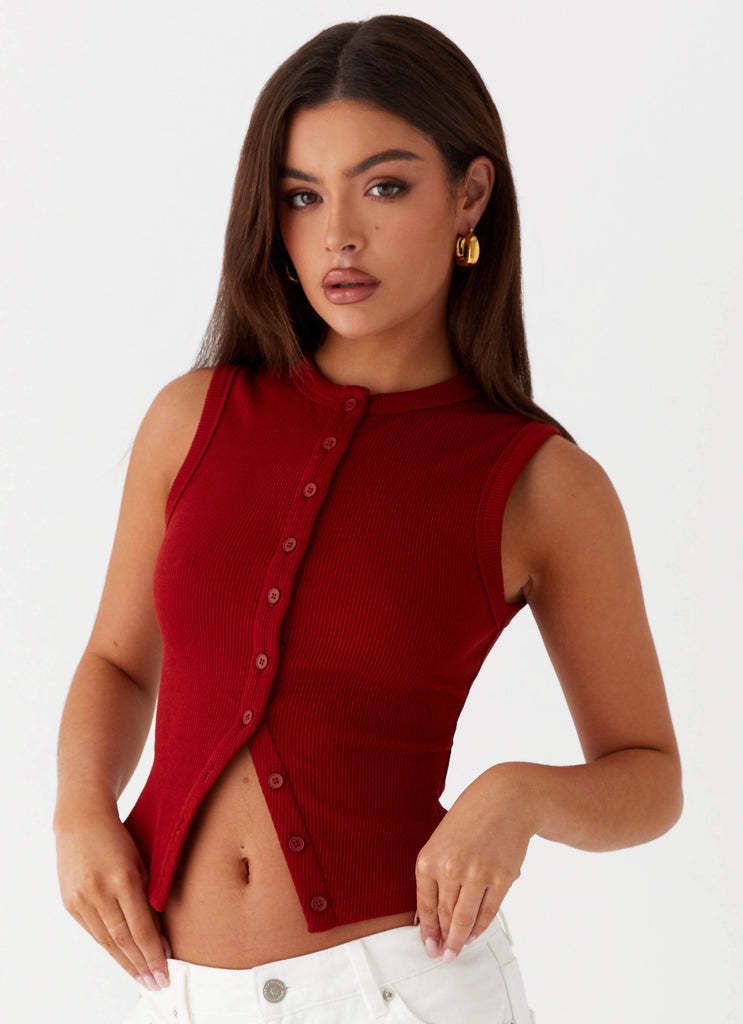 Zorina™ Ribbed Button-Up Tank