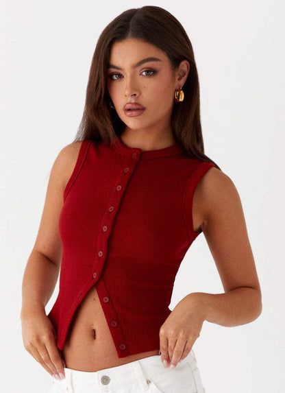 Zorina™ Ribbed Button-Up Tank