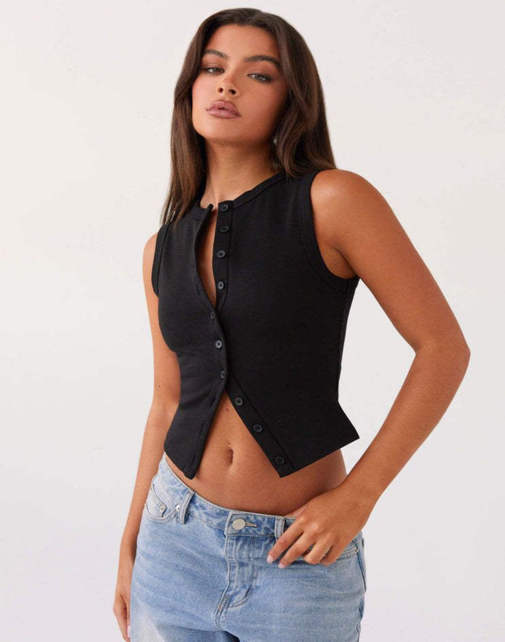 Zorina™ Ribbed Button-Up Tank